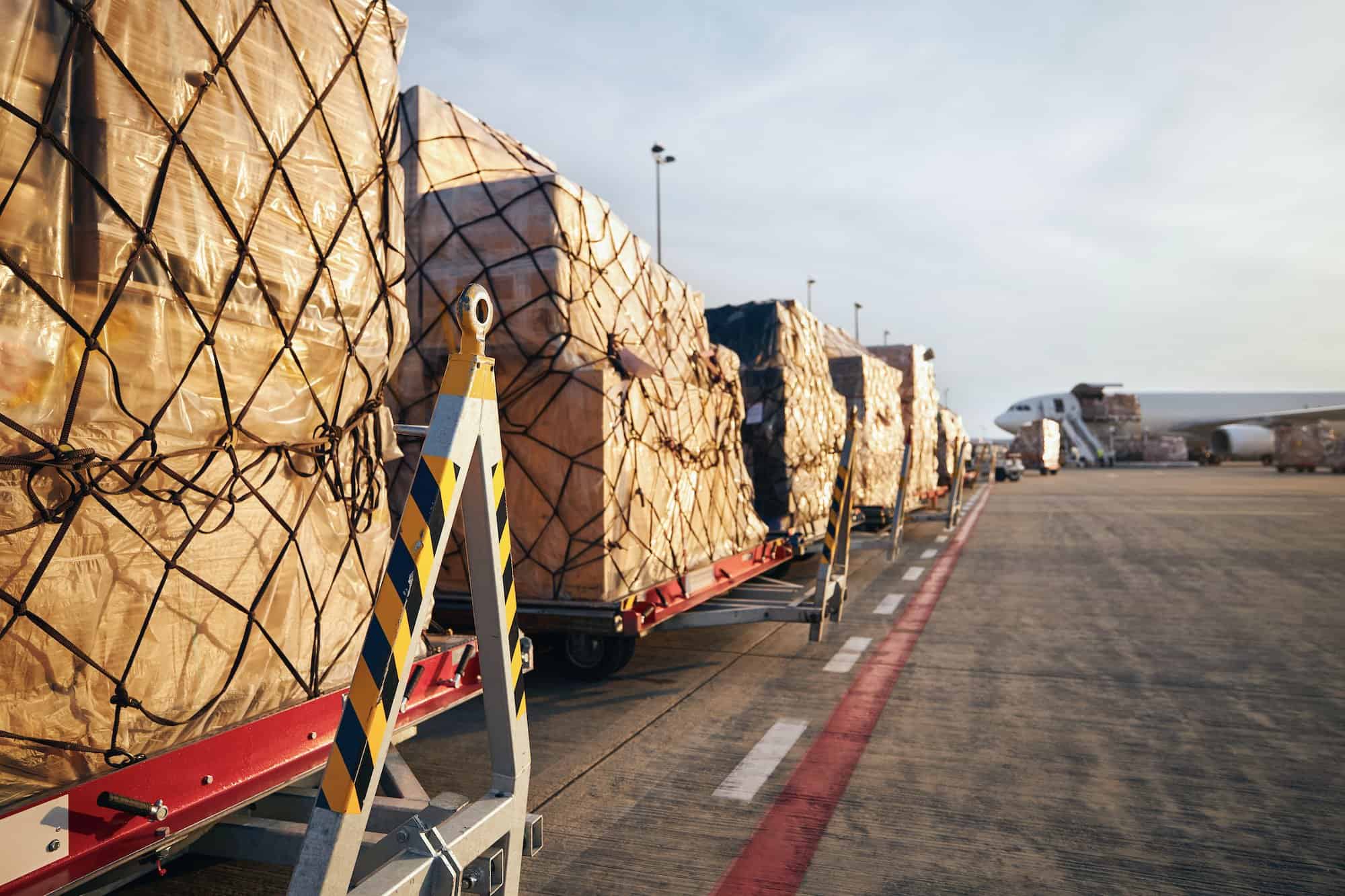 Loading of cargo airplane